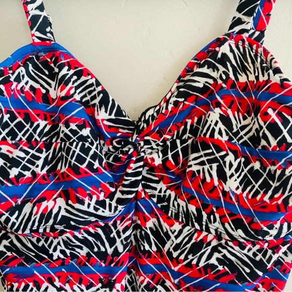 Torrid Retro SlimFix Built Up Bra One Piece Black Red Khaki Size 1 - 14/16 NWOT - Picture 4 of 15